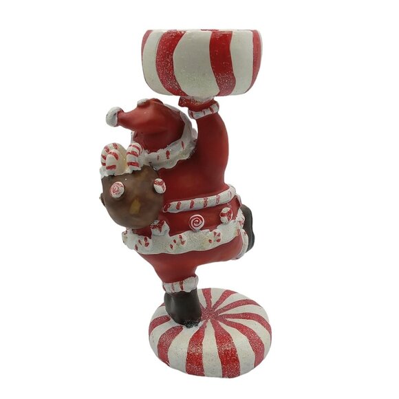 Jolly Peppermint Santa Claus Candle Holder - Picture 3 of 8